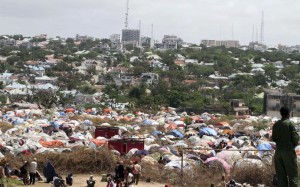 A general view of Camp Seyidka, a settlement for internally displaced people in Somalia's capital Mogadishu