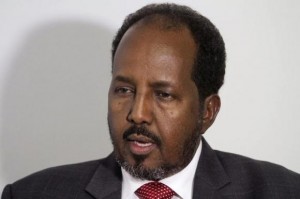 Somalia's President Mohamud speaks during an interview with Reuters in Mogadishu