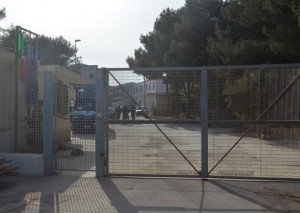 Gates of the reception centre for migrants