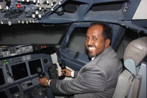 Hassan Sheikh in cockpit
