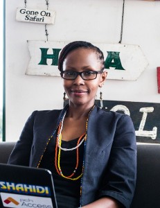 Juliana Rotich, founder of Ushahidi and trustee of iHub, poses for a photograph at the iHub technology innovation center in Nairobi, Kenya, on Thursday, July 23, 2015. XXX ADD SECOND SENTENCE XXX. Photographer: Waldo Swiegers/Bloomberg *** Local Caption *** Juliana Rotich