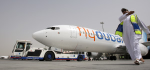 The first of flydubai's 50 Boeing 737-800 Next Generation aircraft sits on the tarmac at Dubai airport on May 18, 2009. The Emirati low-cost carrier will operate its debut flight to Beirut on June 1, followed by Amman the next day, with Damascus and Alexandria, Egypt on it's list of destinations. AFP PHOTO/KARIM SAHIB